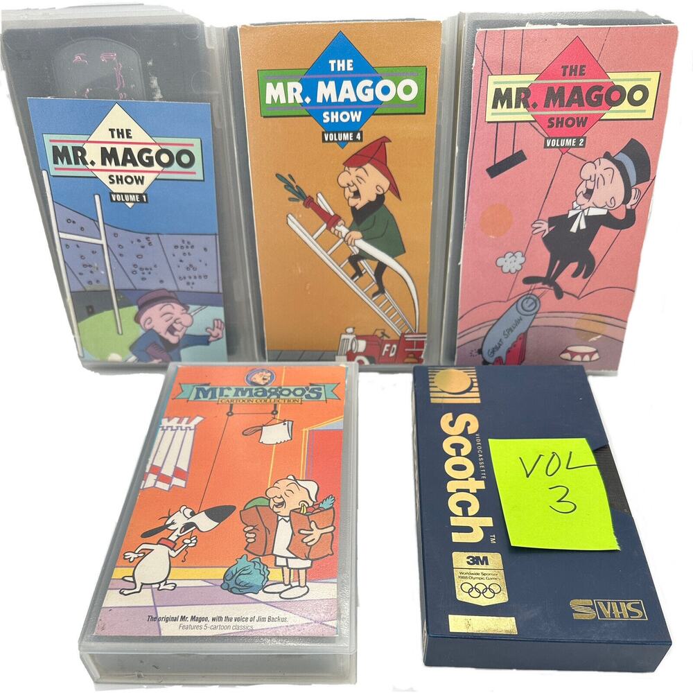 Mr. Magoo Show: Vol 1 2 3 4 6 1960 VHS Cartoon collection 5 tapes